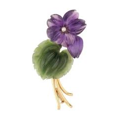 Diamant Bl&uuml;ten Brosche Gold 585 - Privatbesitz