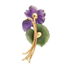 Diamant Bl&uuml;ten Brosche Gold 585 - Privatbesitz
