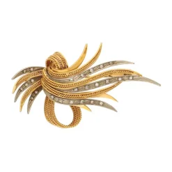 Diamant Brosche Gold/Wei&szlig;gold 585 - Privatbesitz