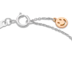 Diamant Collier "smiley" WG/RG 585 "Soft Peach" Brillant ca. 0,04 ct.