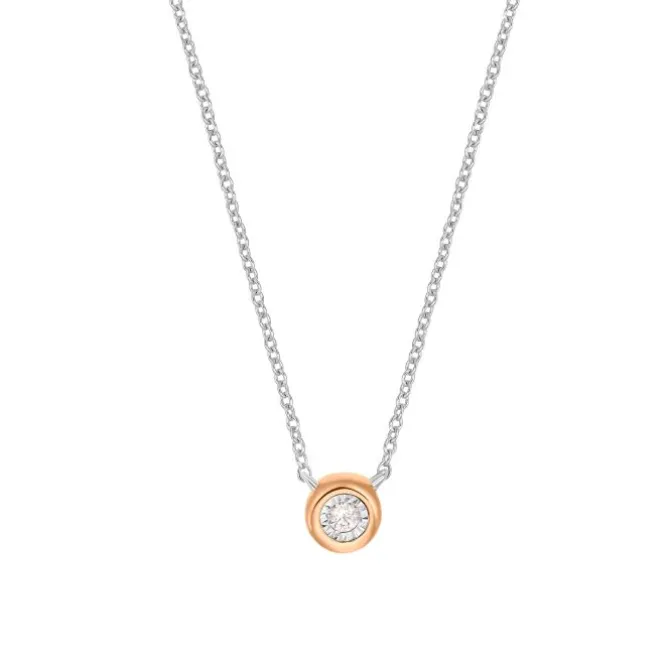 Diamant Collier "smiley" WG/RG 585 "Soft Peach" Brillant ca. 0,04 ct.