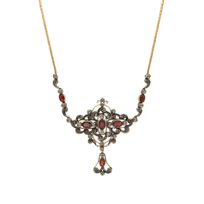 Diamant Granat Collier Gold 585 - Privatbesitz