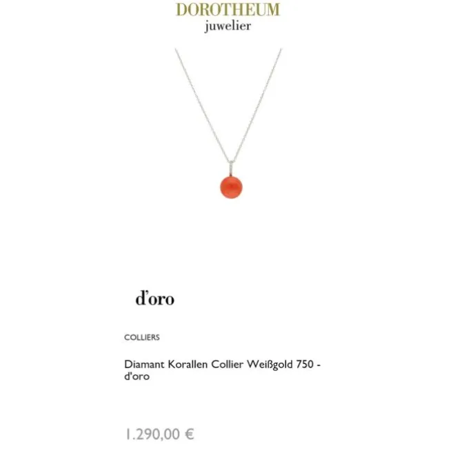 Diamant Korallen Collier Weißgold 750