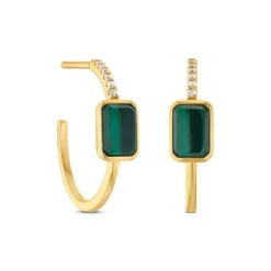 Diamant Malachit Halbcreolen Gold 585