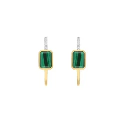 Diamant Malachit Halbcreolen Gold 585