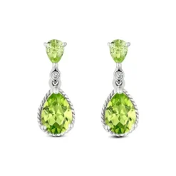 Diamant Peridot Ohrstecker Wei&szlig;gold 585