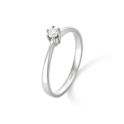 Diamant Ring Wei&szlig;gold 585 Brillant 0,10 ct.