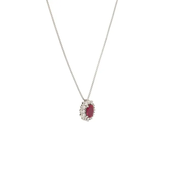 Diamant Rubin Collier Weißgold 750