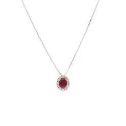 Diamant Rubin Collier Weißgold 750