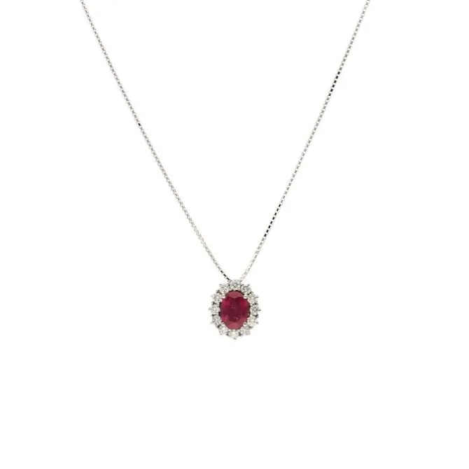 Diamant Rubin Collier Weißgold 750