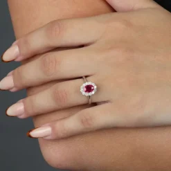 Diamant Rubin Ring Wei&szlig;gold 750