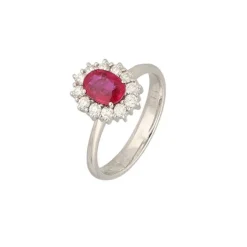 Diamant Rubin Ring Wei&szlig;gold 750