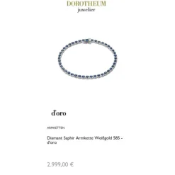 Diamant Saphir Armkette Wei&szlig;gold 585