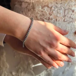 Diamant Saphir Armkette Wei&szlig;gold 585