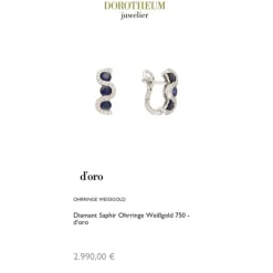 Diamant Saphir Ohrringe Wei&szlig;gold 750
