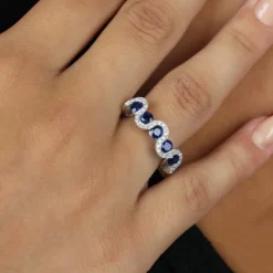 Diamant Saphir Ring Wei&szlig;gold 750