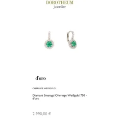 Diamant Smaragd Ohrringe Wei&szlig;gold 750