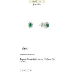 Diamant Smaragd Ohrstecker Wei&szlig;gold 750