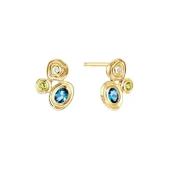 Diamant Topas Peridot Ohrstecker Gold 585