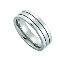 Edelstahl Partnerring Brillant 0,02 ct.
