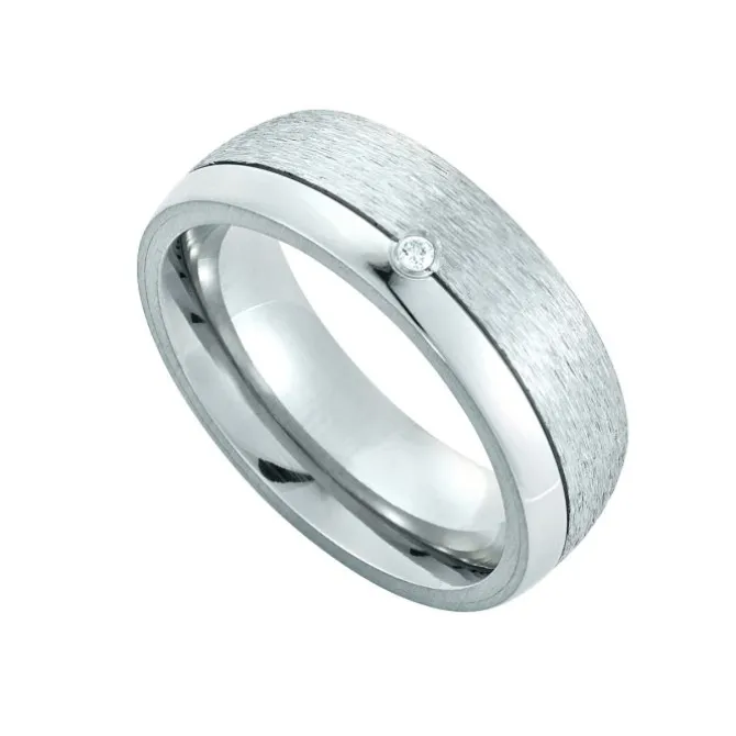 Edelstahl Partnerring Brillant 0,02 ct.