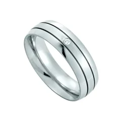 Edelstahl Partnerring Brillant 0.02 ct.