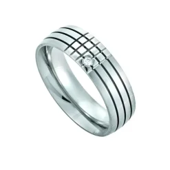 Edelstahl Partnerring Brillant 0,016 ct.