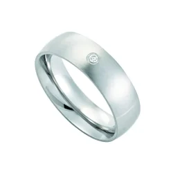 Edelstahl-Partnerring mit Brillant