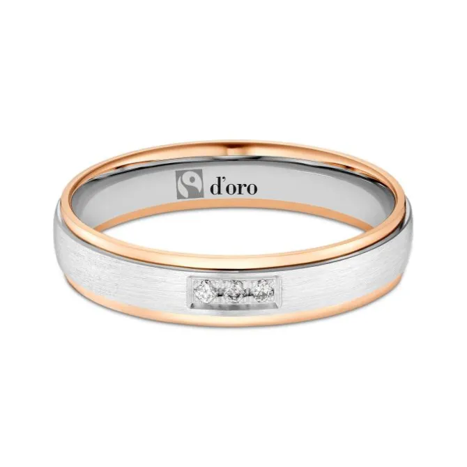 Ehering Fairtrade Gold 585 bicolor mit Brillanten