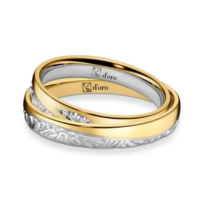 Ehering Fairtrade Gold 585 bicolor mit Brillanten
