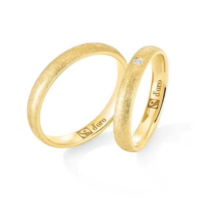 Ehering Fairtrade Gold 585 mit Brillanten eismattiert