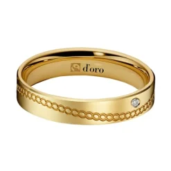 Ehering Fairtrade Gold 585 mit Brillant tlw. poliert/perliert