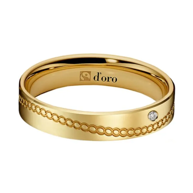 Ehering Fairtrade Gold 585 mit Brillant tlw. poliert/perliert