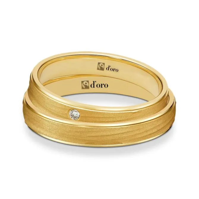 Ehering Fairtrade Gold 585 mit Brillant tlw. seidenmatt/poliert