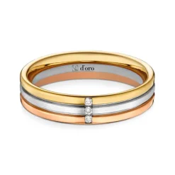 Ehering Fairtrade Gold 585 tricolor mit Brillanten