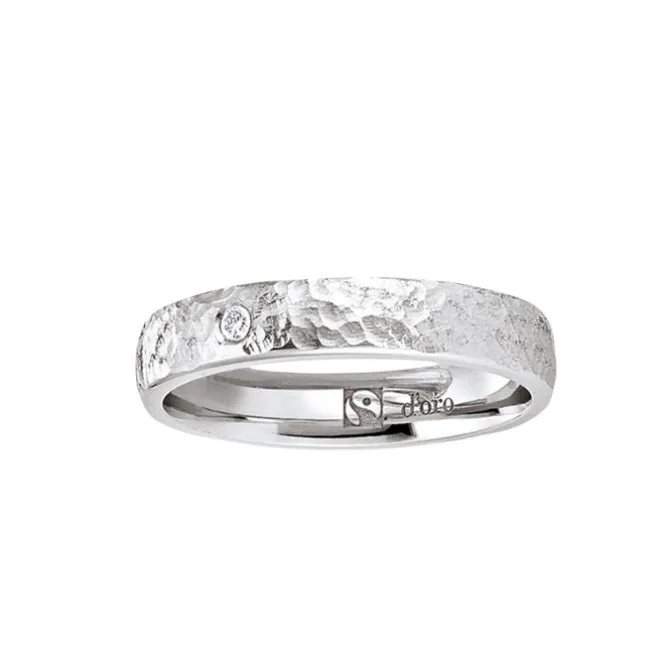Ehering Fairtrade Weißgold 585 mit Brillanten gefräst