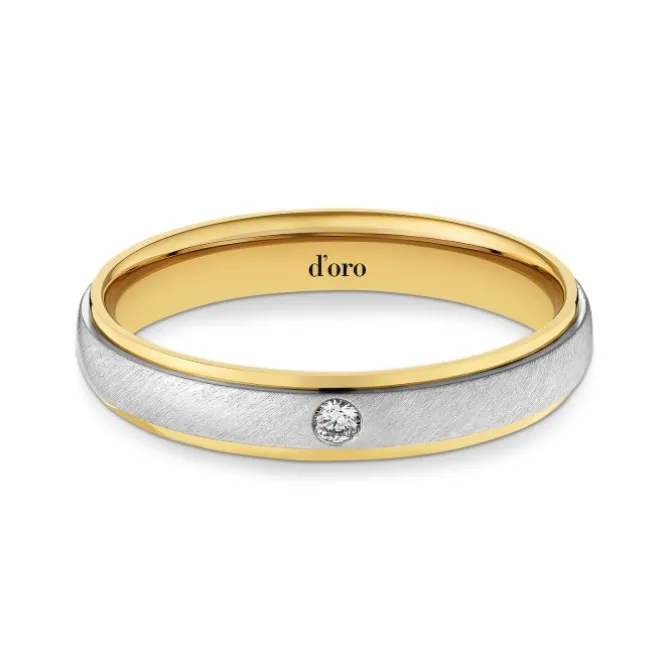 Ehering Gelbgold/Weißgold/Gelbgold 585 mit Brillant