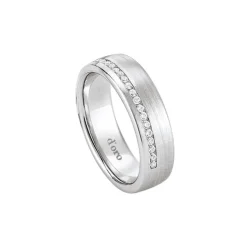 Ehering Wei&szlig;gold 585 mit Brillant seidenmattiert