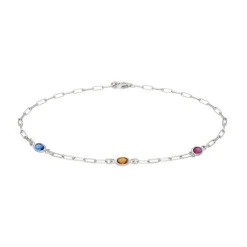 Fusskettchen Silber 925 Imitationssteine bunt