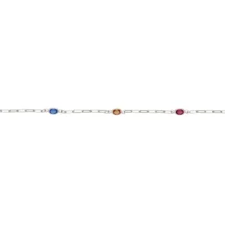 Fusskettchen Silber 925 Imitationssteine bunt