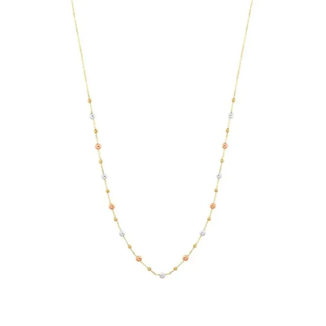 Halskette mit Kugeln Gold 585 Weißgold/Gold/Roségold