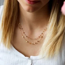 Halskette mit Kugeln Gold 585 Weißgold/Gold/Roségold
