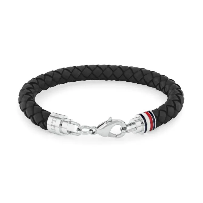 Herren Armband Stahl Leder schwarz
