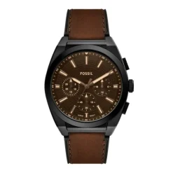 Herren Chronogaph "EVERETT" Quarz Leder braun