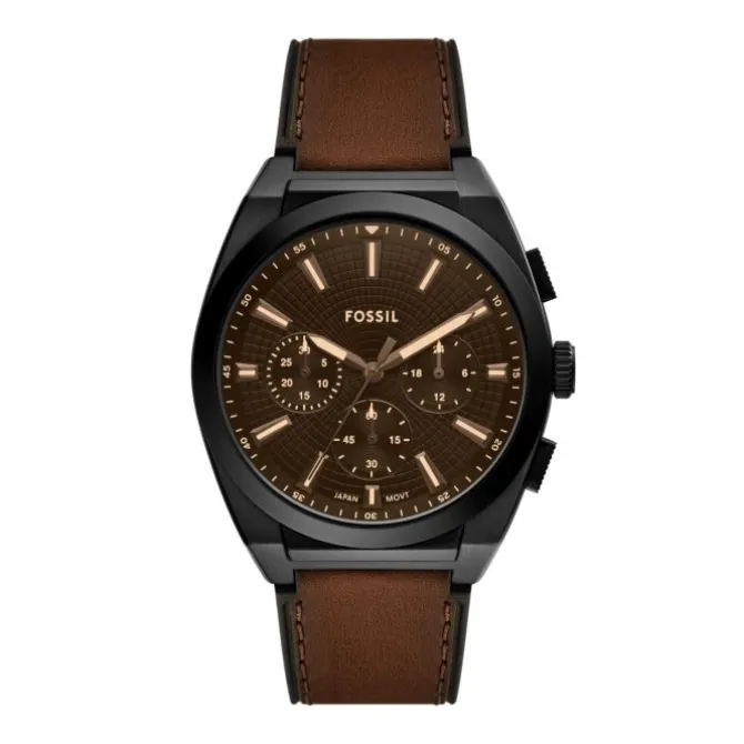 Herren Chronogaph "EVERETT" Quarz Leder braun