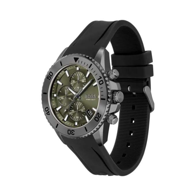 Herren Chronograph "ADMIRAL" Quarz Silikon schwarz