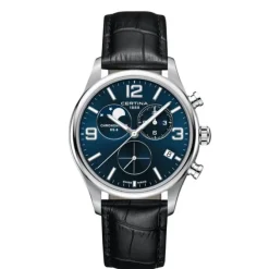 Herren Chronograph "DS-8 MOON PHASE" Quarz Leder schwarz