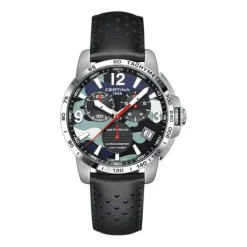 Herren Chronograph "DS PODIUM CHRONO" Quarz Leder rot/schwarz