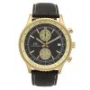 Herren Chronograph Quarz Leder schwarz