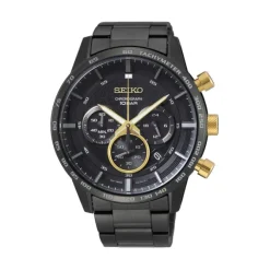 Herren Chronograph schwarz Stahl